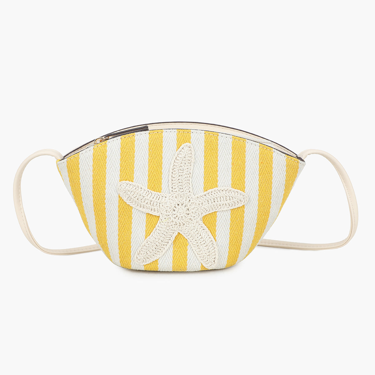 Petit panier étoile de mer à rayures jaune et blanc