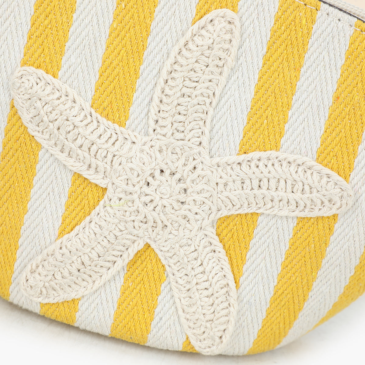 Petit panier étoile de mer à rayures jaune et blanc