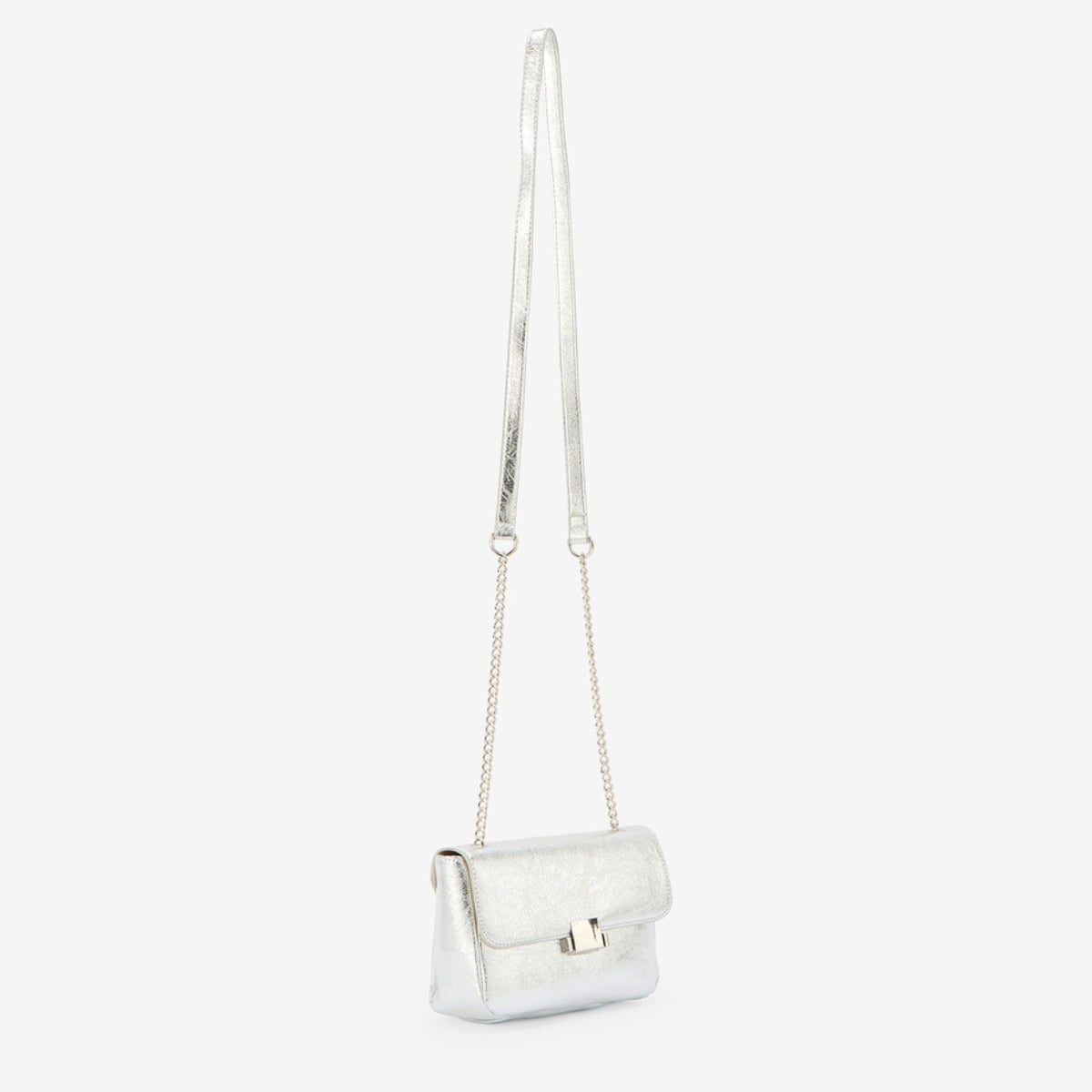 Sac bandoulière métallisé argenté