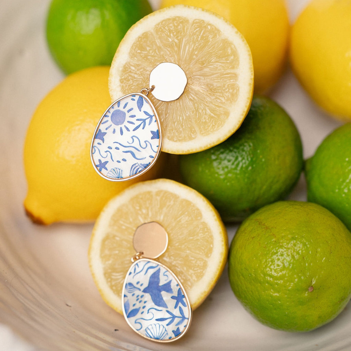 Boucles d'oreilles nacrées Balagane imprimées oiseaux