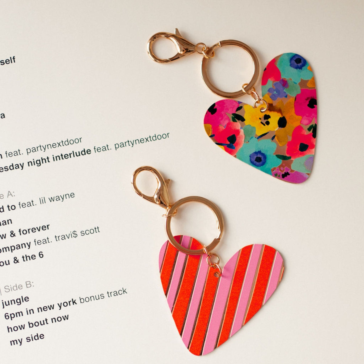 Porte-clés cœur Balagane imprimé fleurs