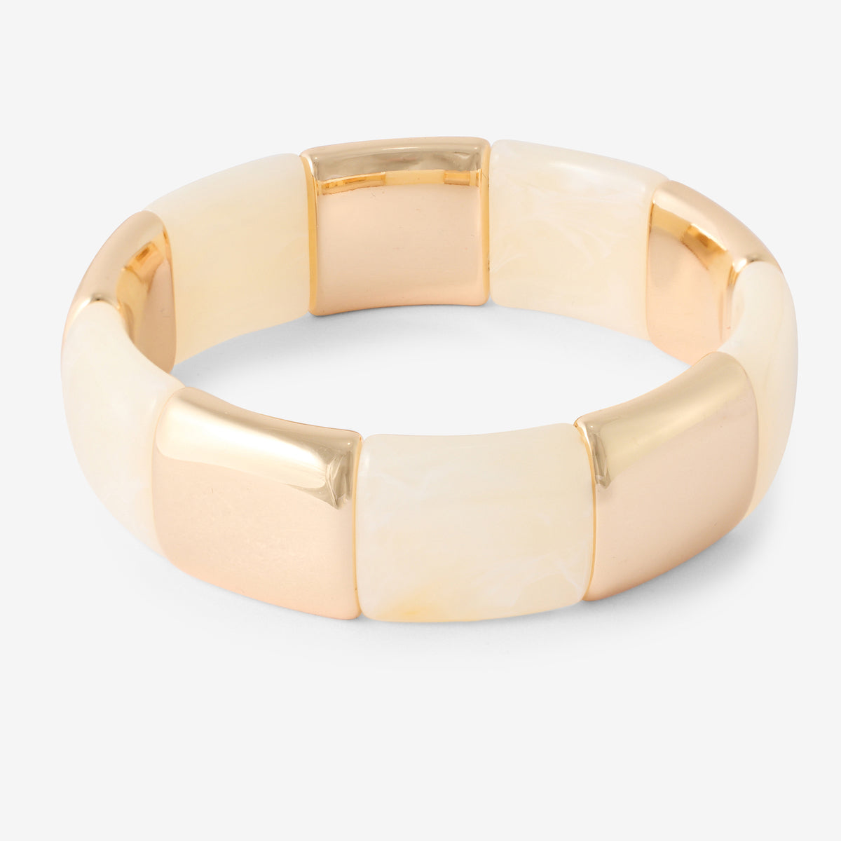 Bracelet élastique ivoire et doré