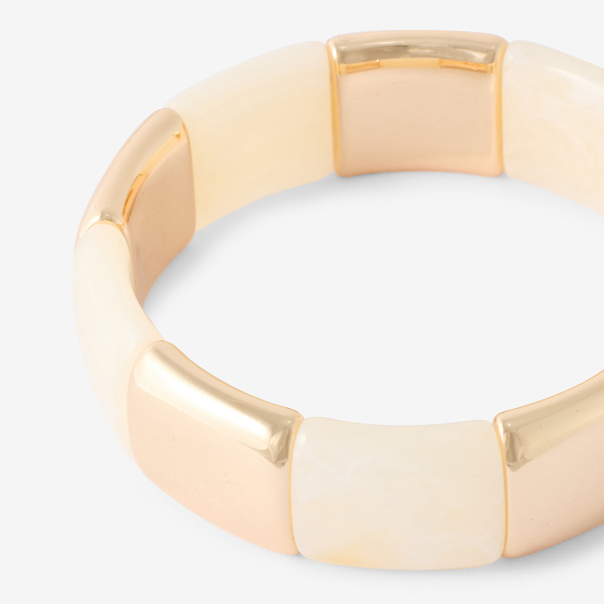 Bracelet élastique ivoire et doré