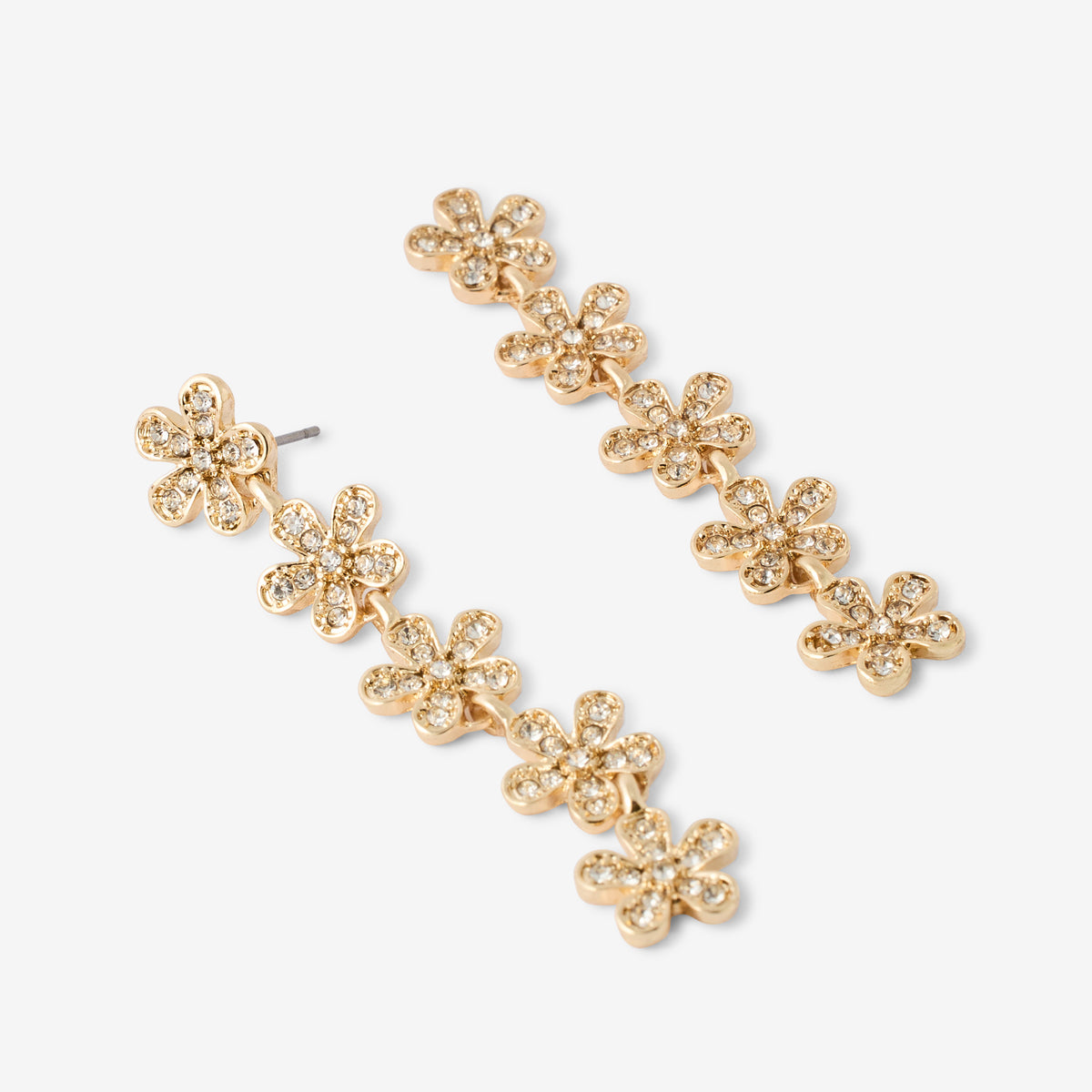 Boucles d’oreilles longues à petites fleurs strassées