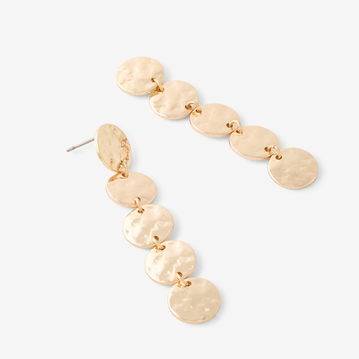 Boucles d'oreilles longues disques martelés