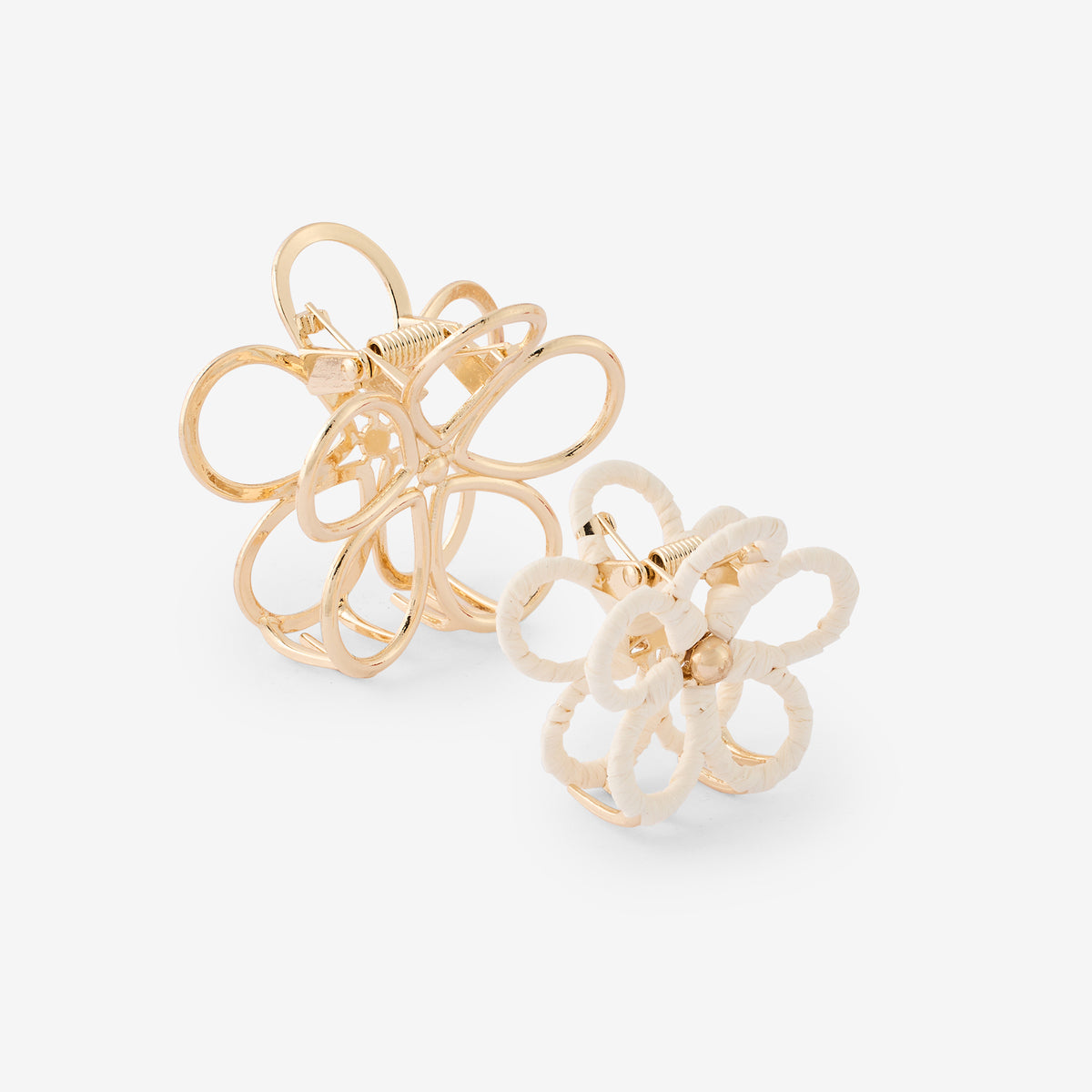 Set de 2 pinces fleurs dorée et ivoire