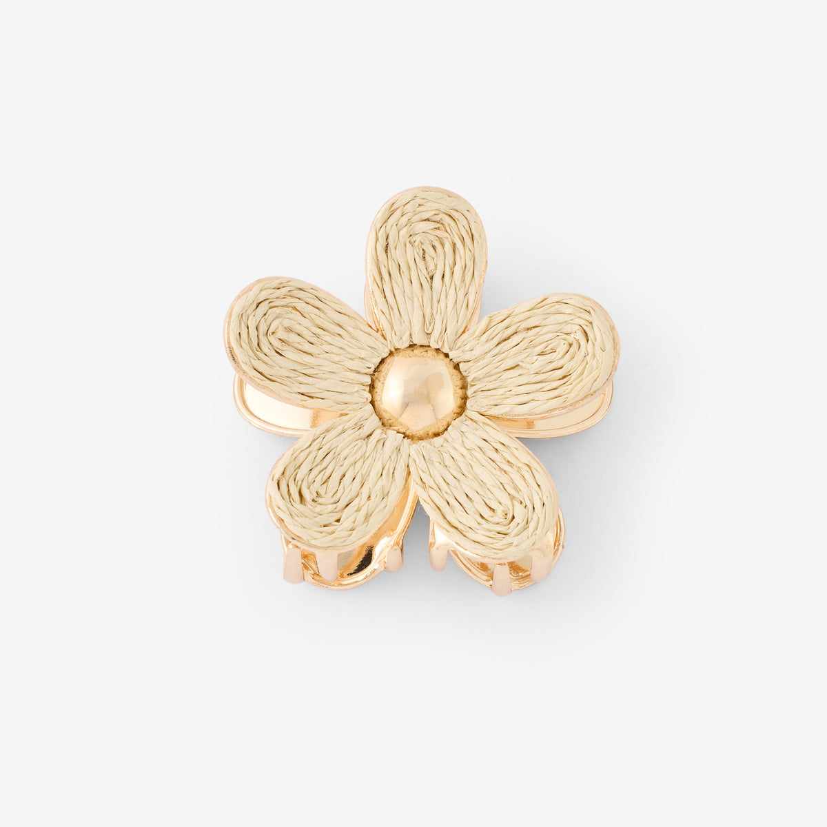 Pince à cheveux fleur raphia ivoire