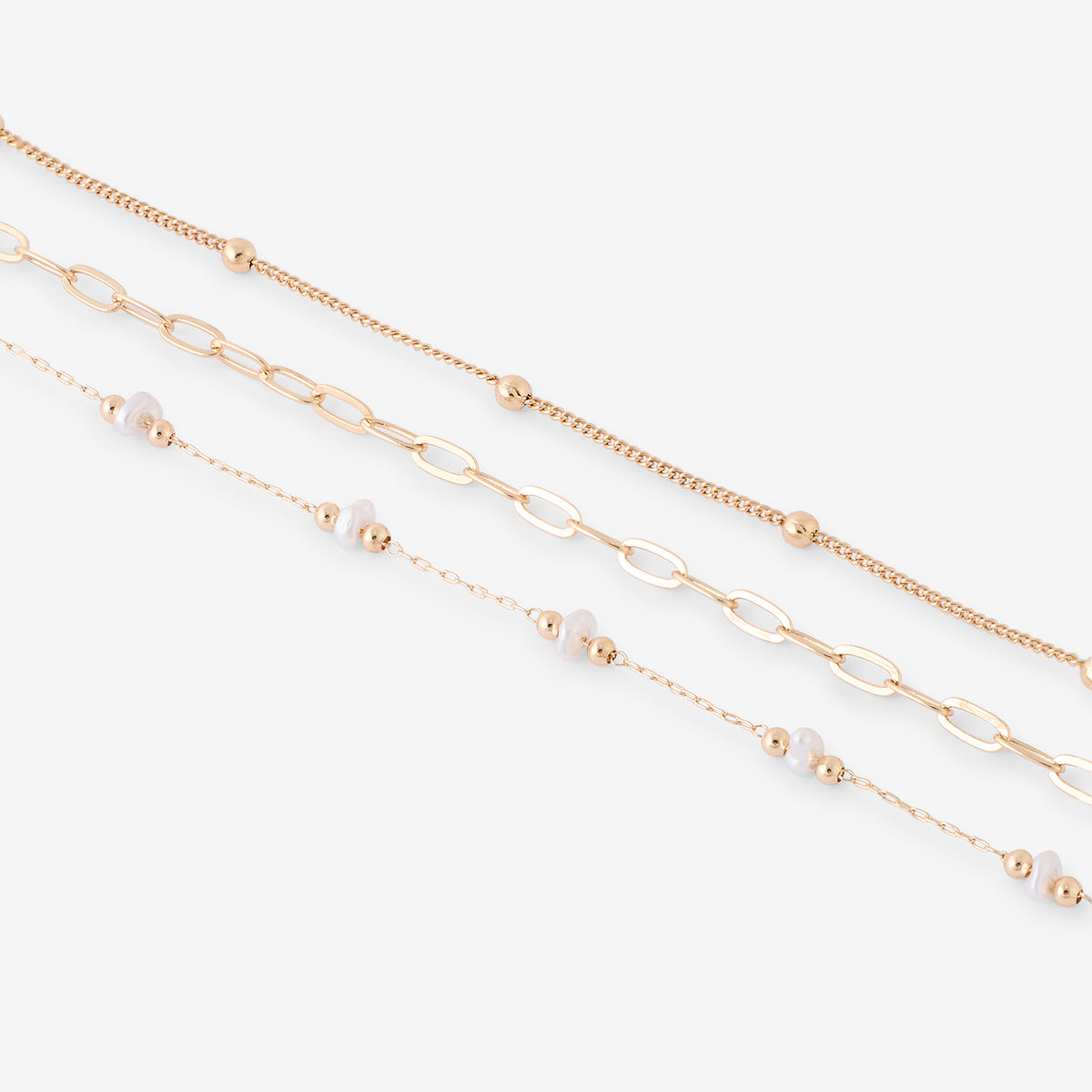 Set de 3 bracelets chaines à perles