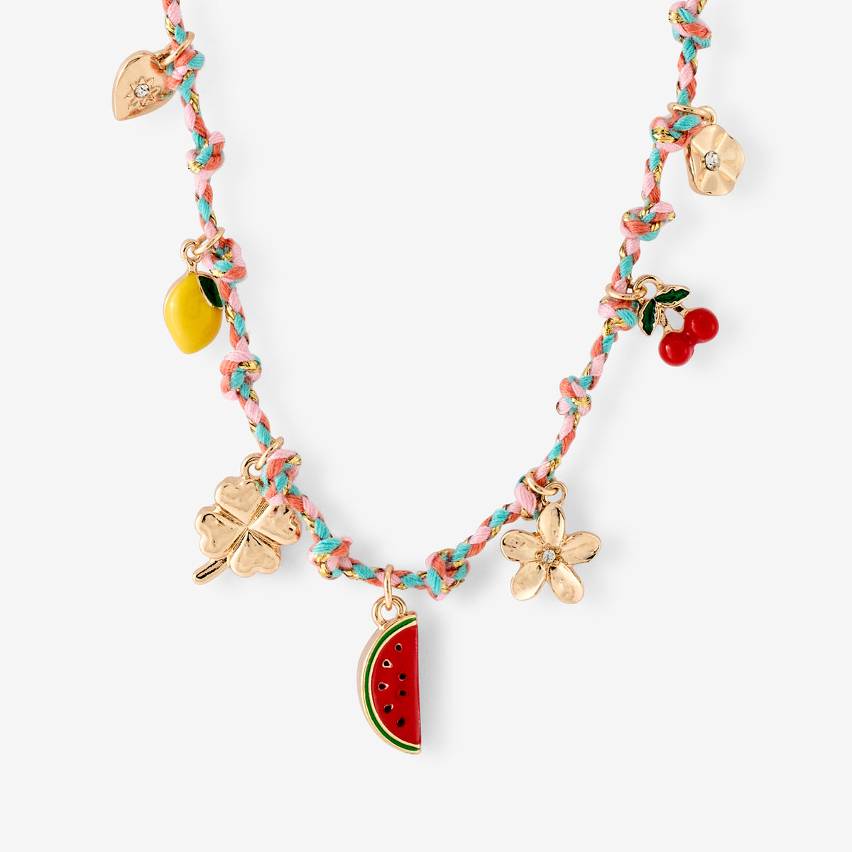 Collier cordon charms fruits