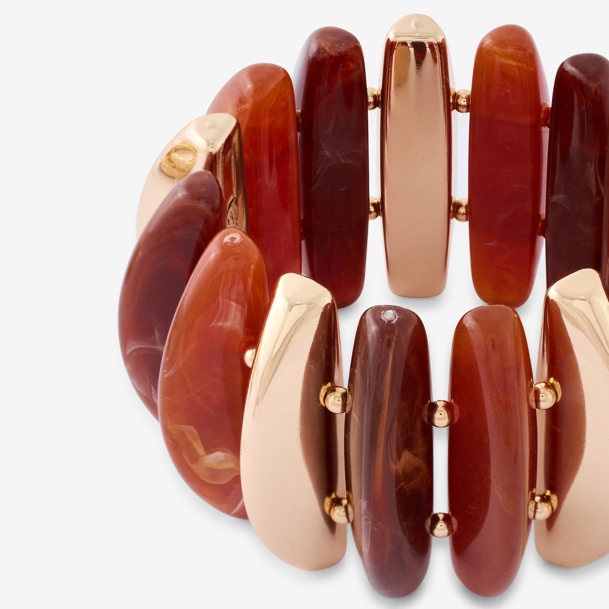 Bracelet élastique piécette en résine marron