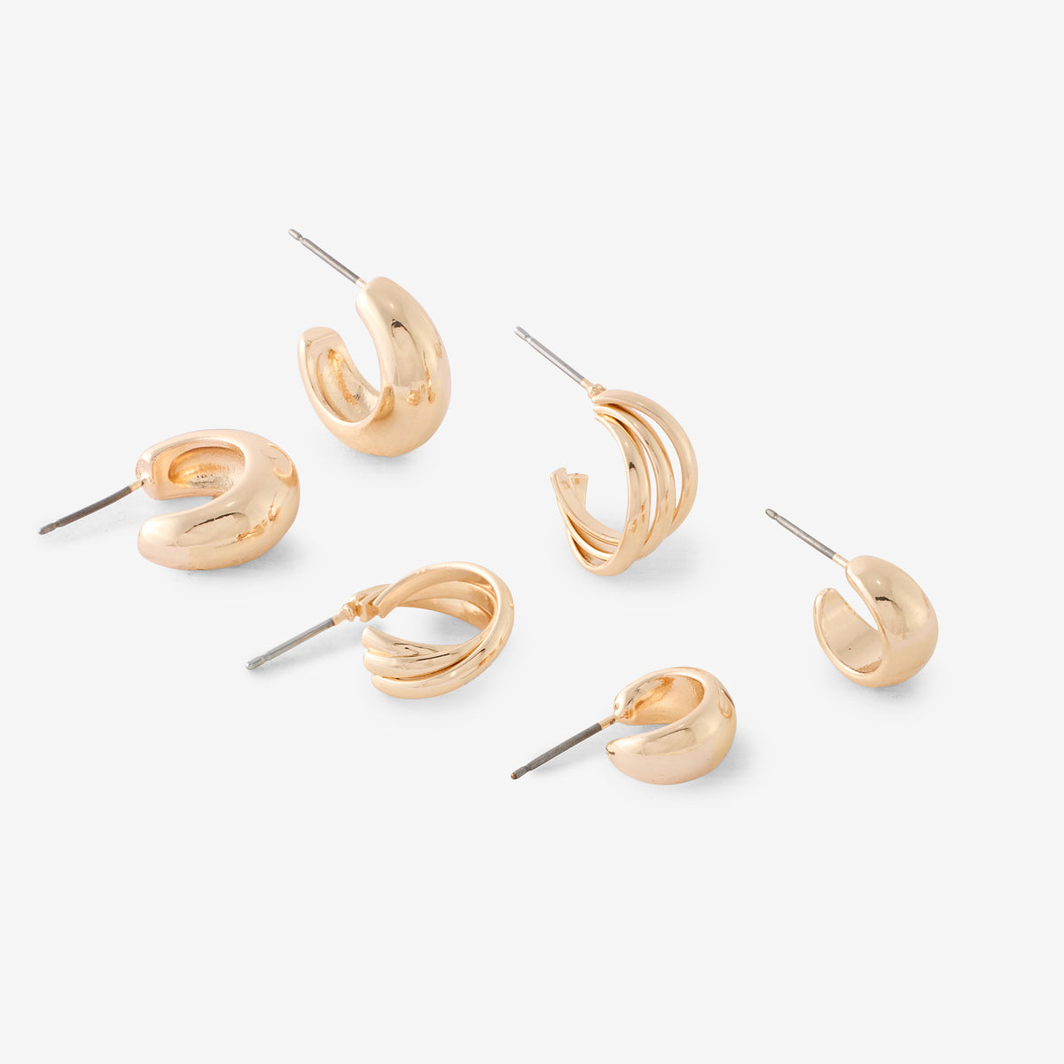 Set de 3 petites créoles dorées