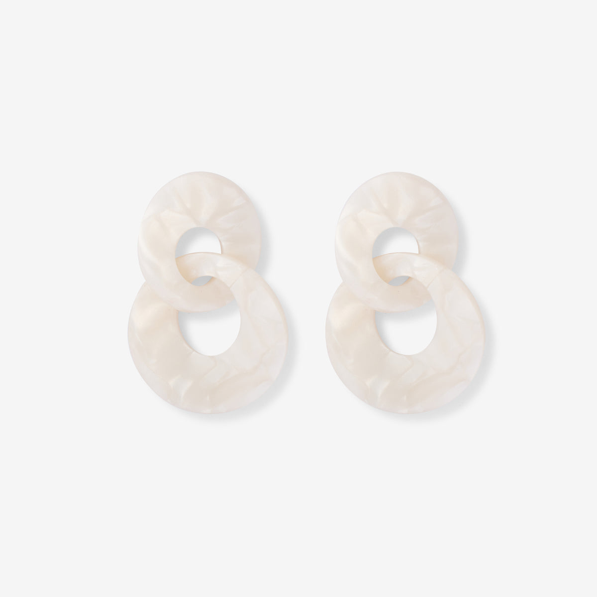 boucles d’oreilles blanches nacrées double cercle