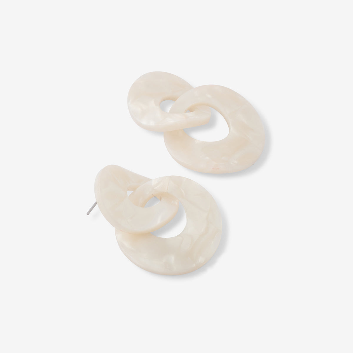 boucles d’oreilles blanches nacrées double cercle