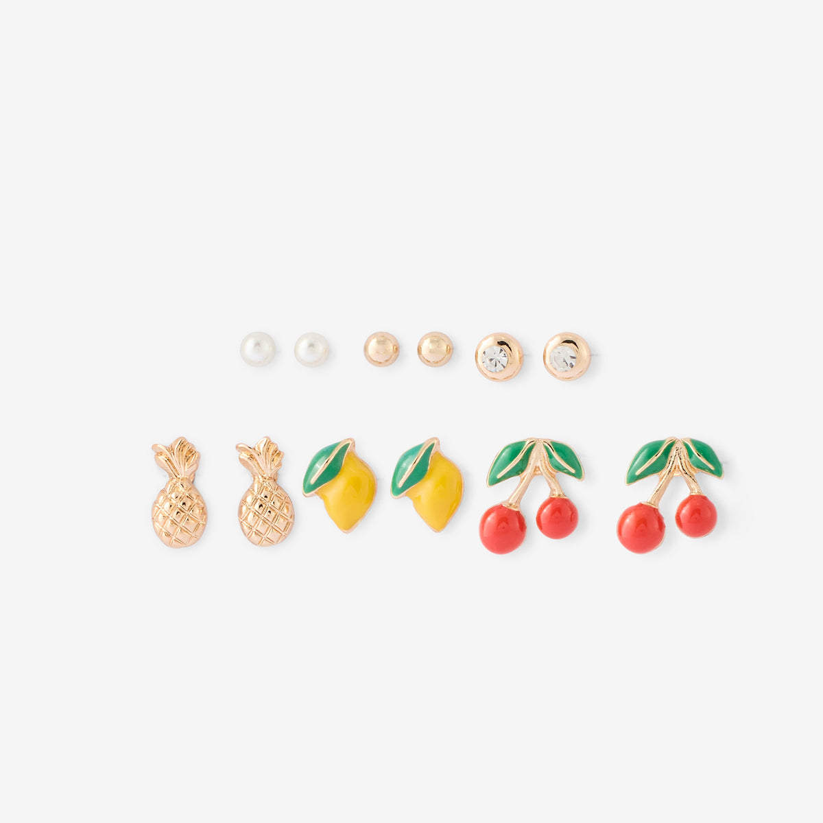Set de 6 paires de puces d'oreilles fruits