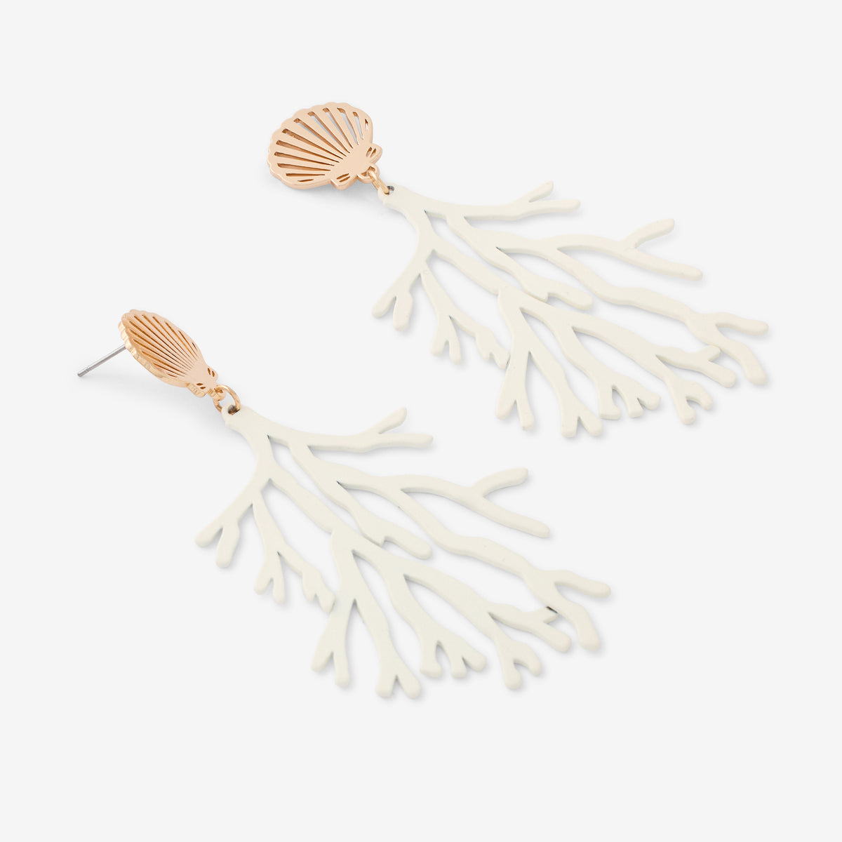 Boucles d’oreilles corail blanc