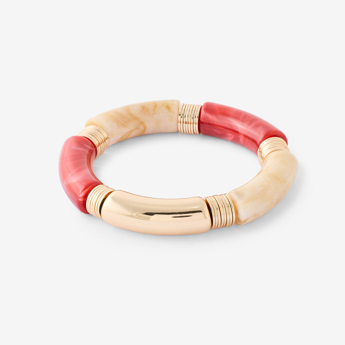 Bracelet tube rouge et ivoire