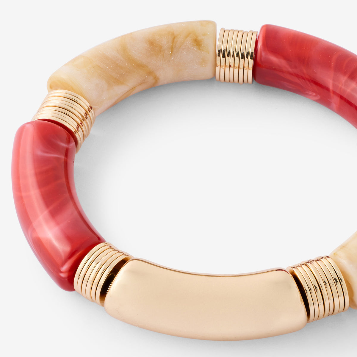 Bracelet tube rouge et ivoire