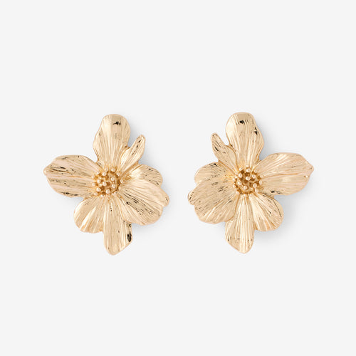 BOUCLES D'OREILLES FLEURS EN MÉTAL DORÉ