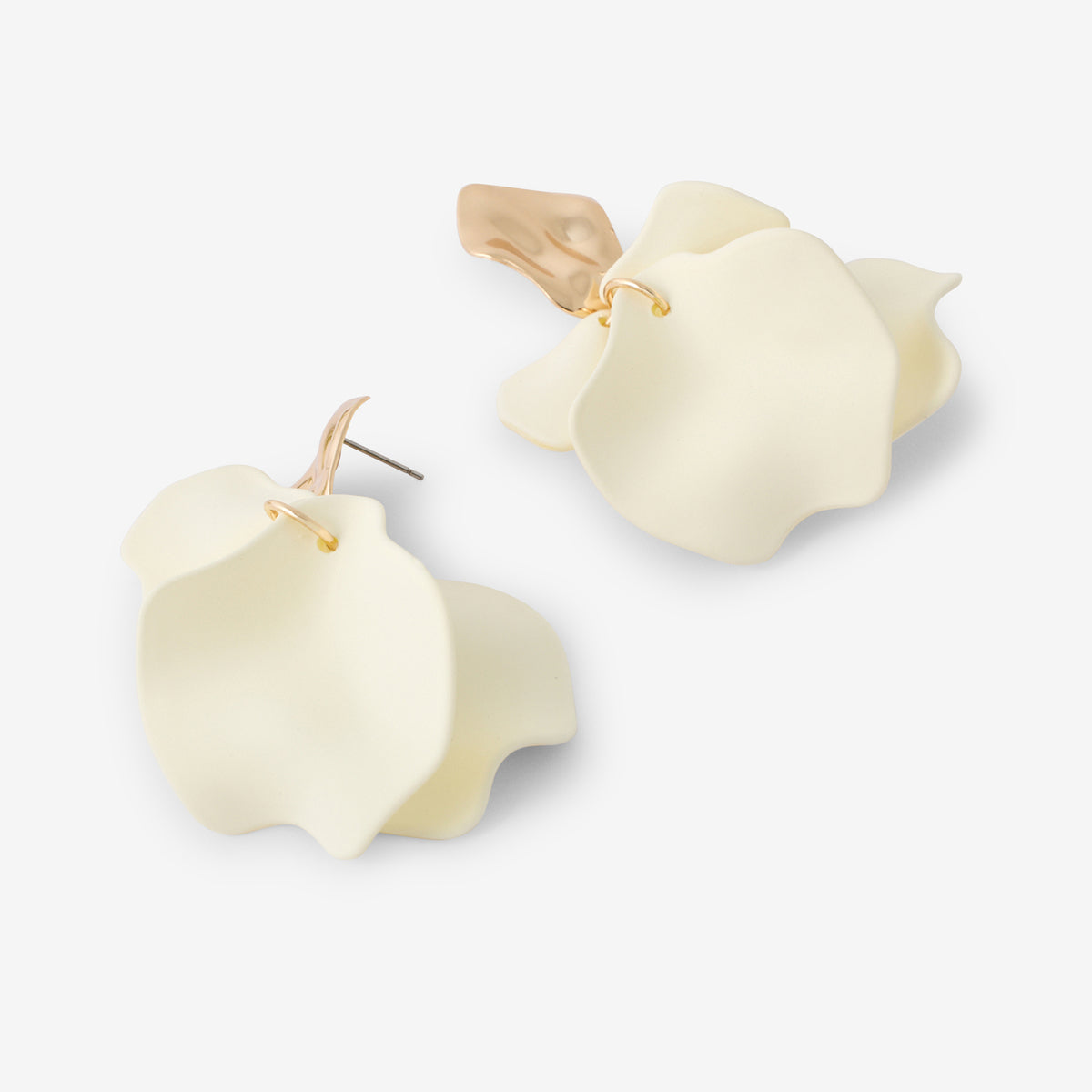 Boucles d'oreilles pendantes pétales ivoires