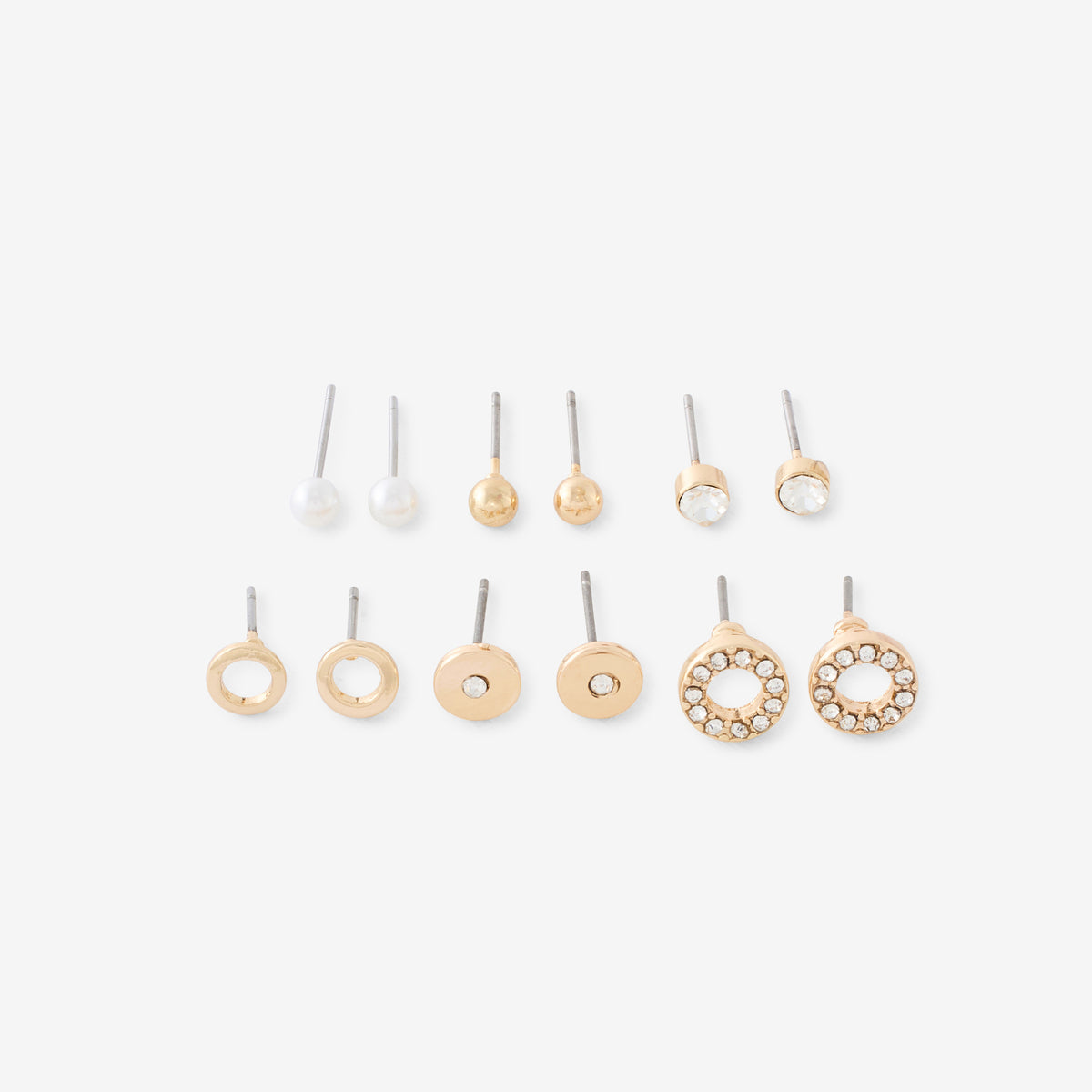 Set de 6 paires de puces d'oreilles perles