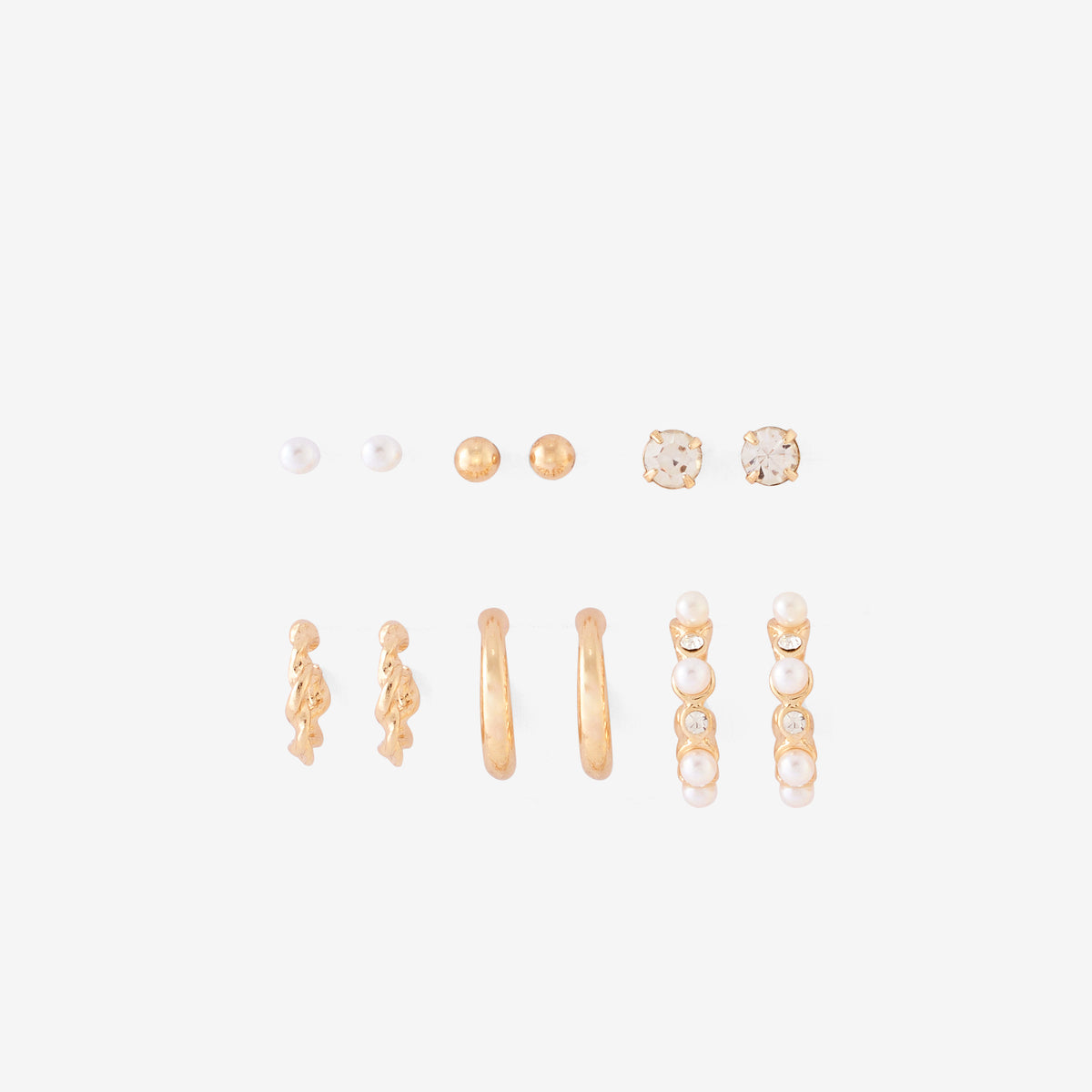 Set de 6 paires de boucles d'oreilles puces et créoles