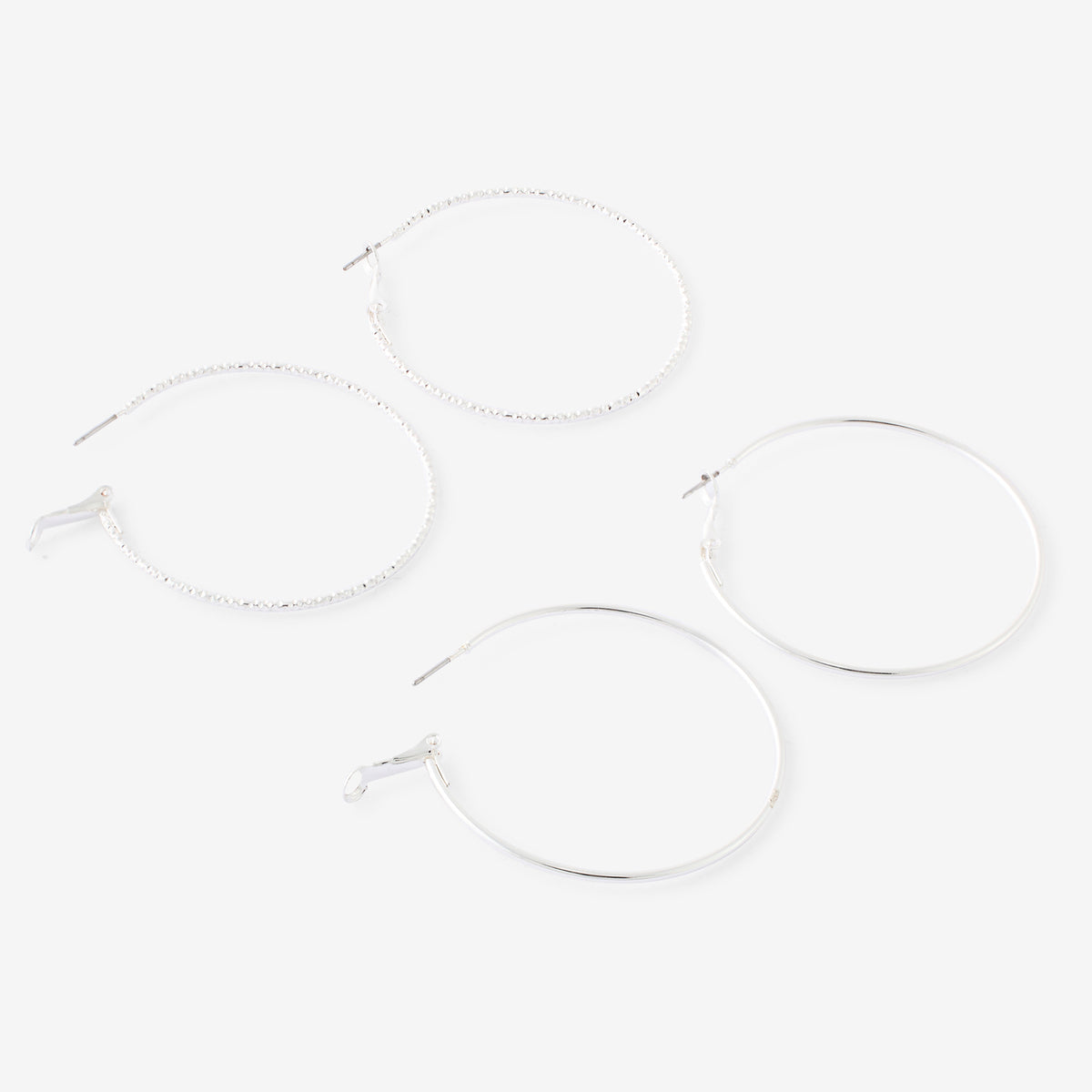 Set de 2 créoles argentées 50mm