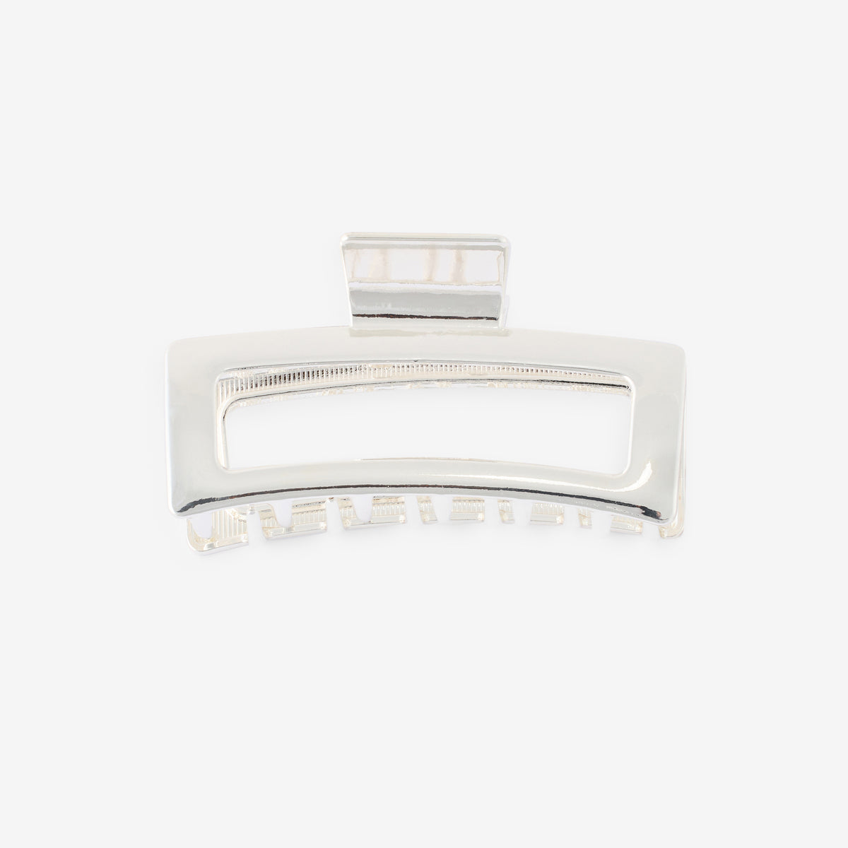 Grande pince rectangulaire argentée