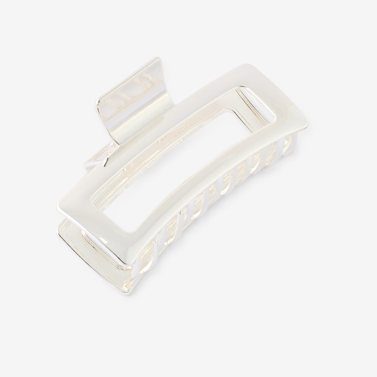 Grande pince rectangulaire argentée