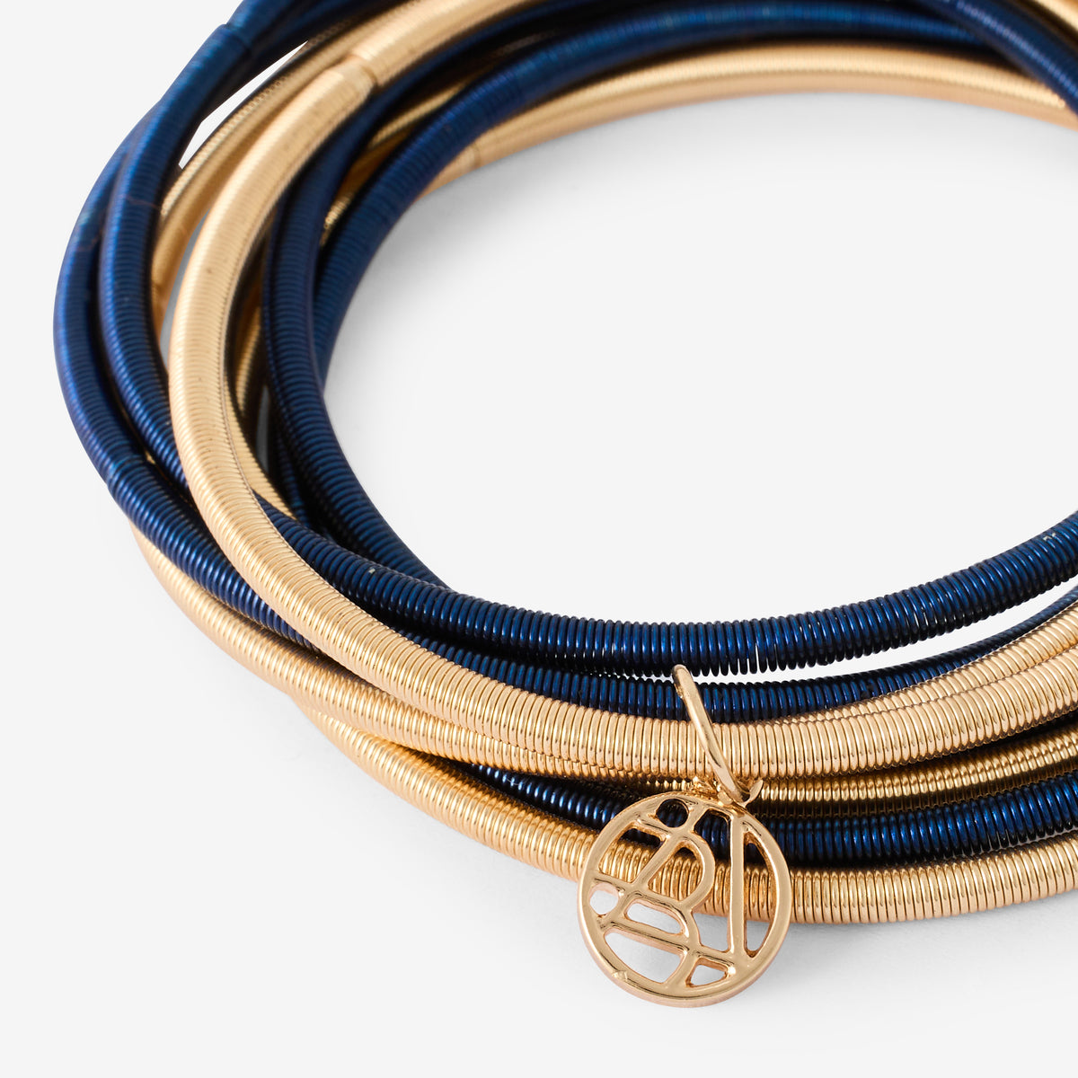 Set de 8 bracelets ressorts bleus et dorés