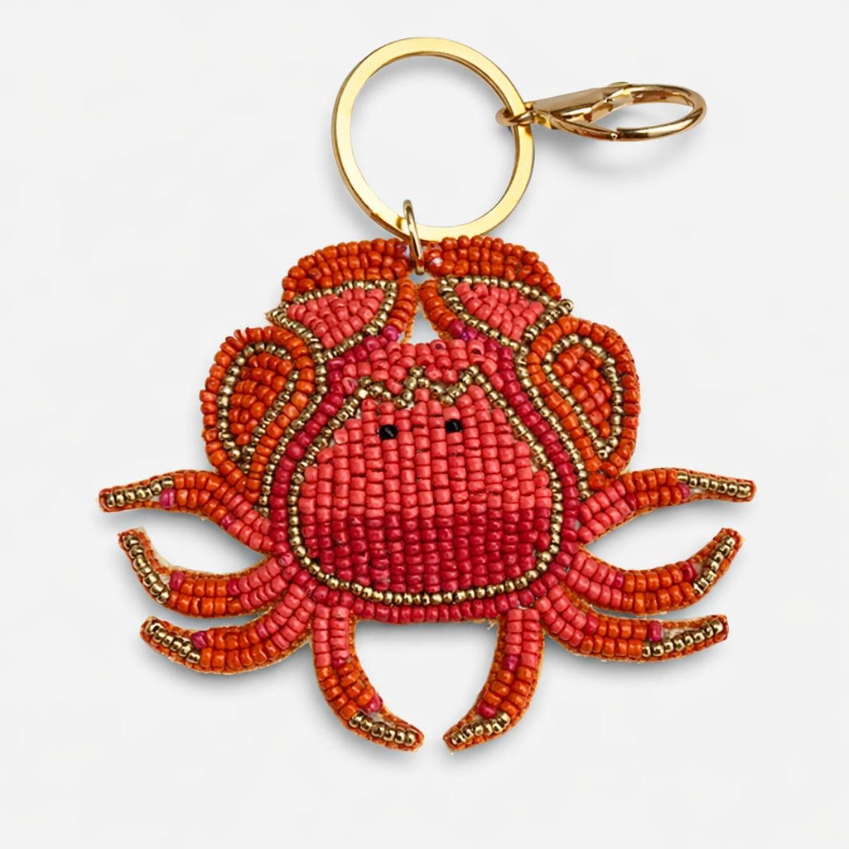 Porte-clé crabe en perles de rocaille orange