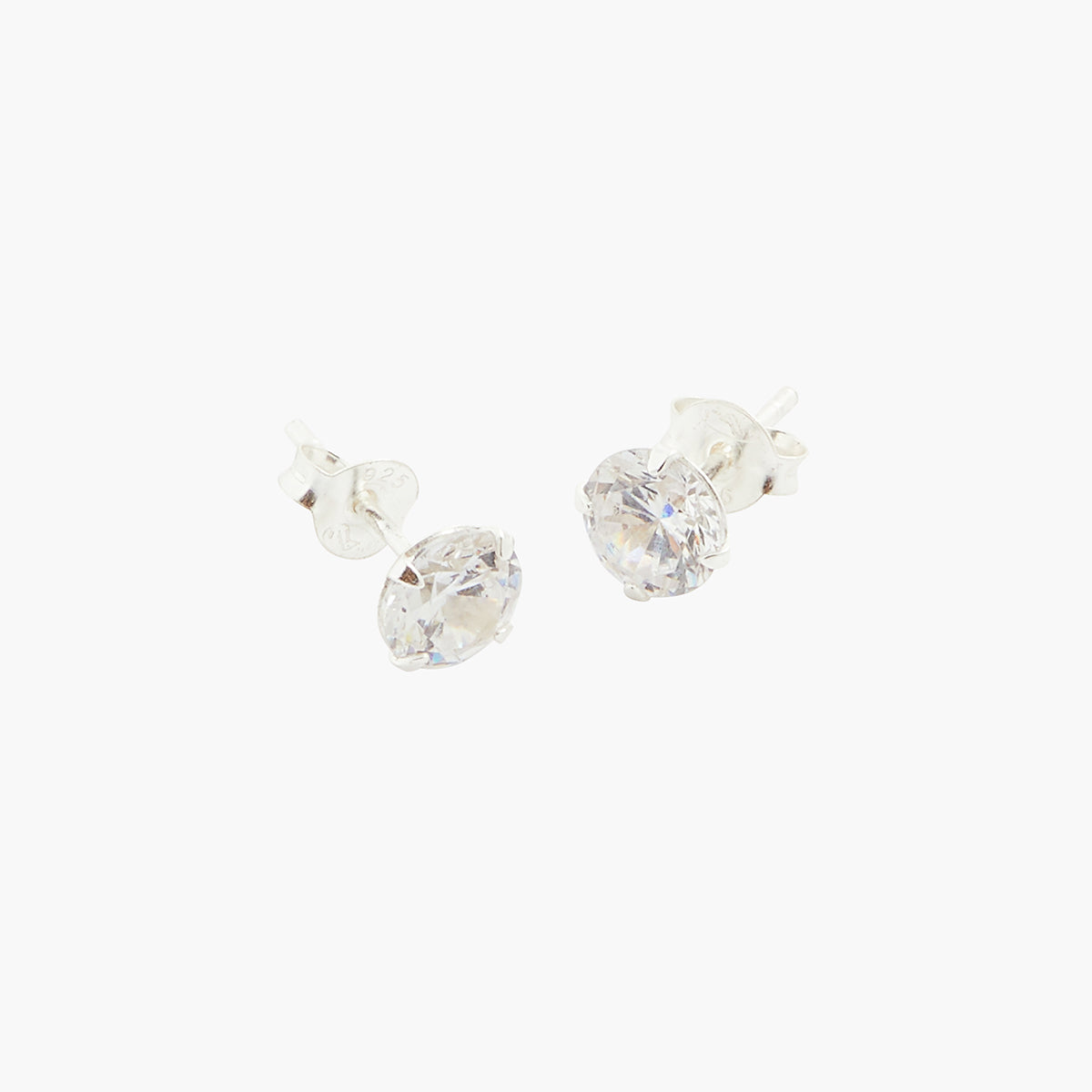 Puces d'oreilles zircon 6mm - argent garanti 925