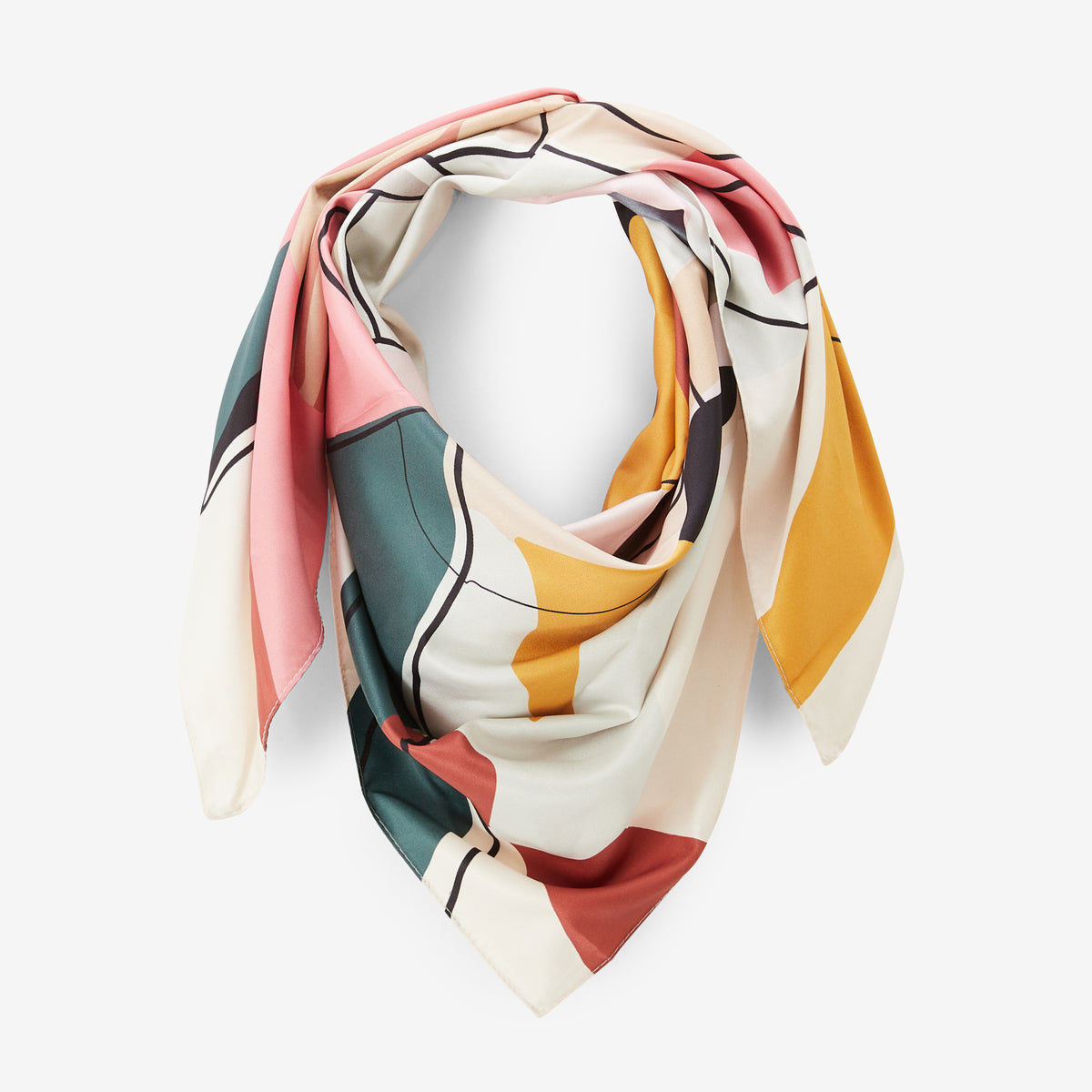 Foulard carré à motif floral multicolore