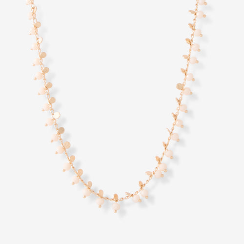 COLLIER PIERRES FACETTÉES ET MINI DISQUES IVOIRE