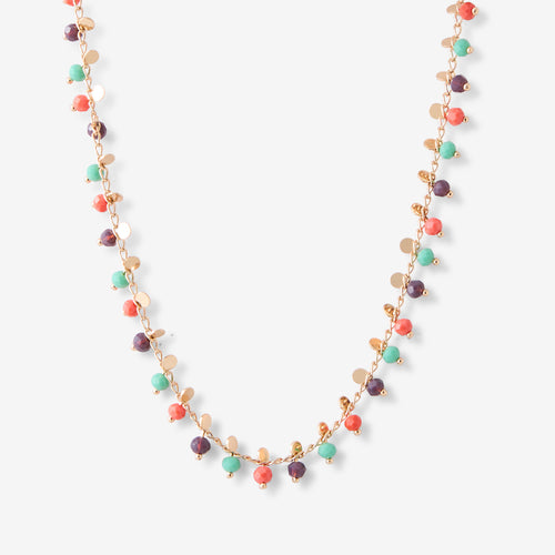 COLLIER PIERRES FACETTÉES ET MINI DISQUES