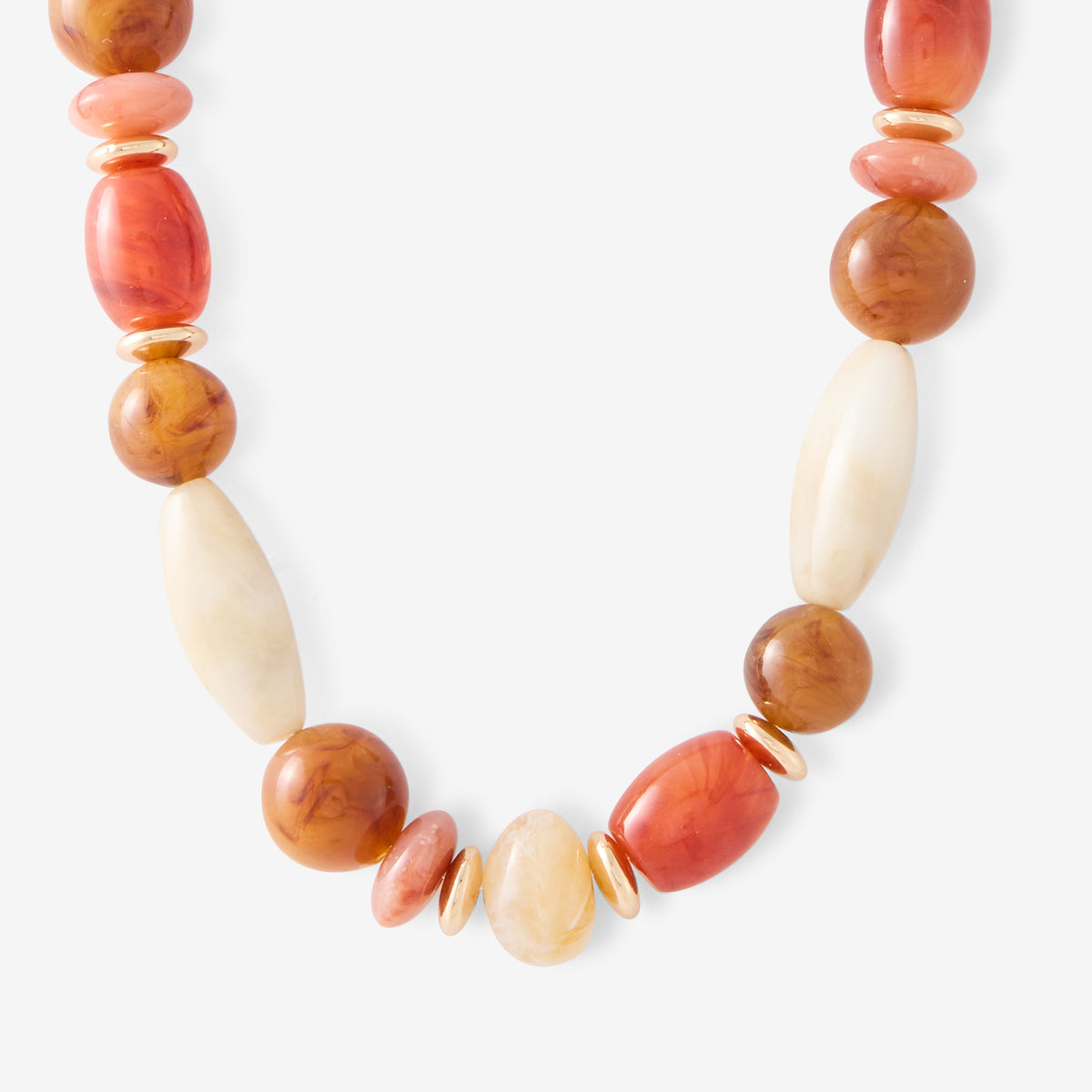 Collier perles fantaisie orange et rouge