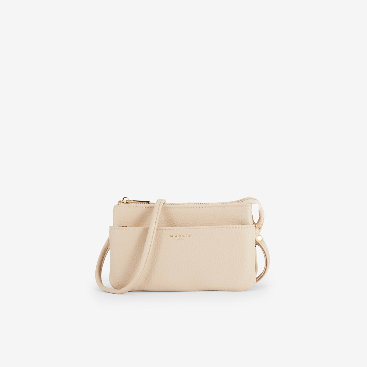 Pochette à bandoulière effet grainé beige