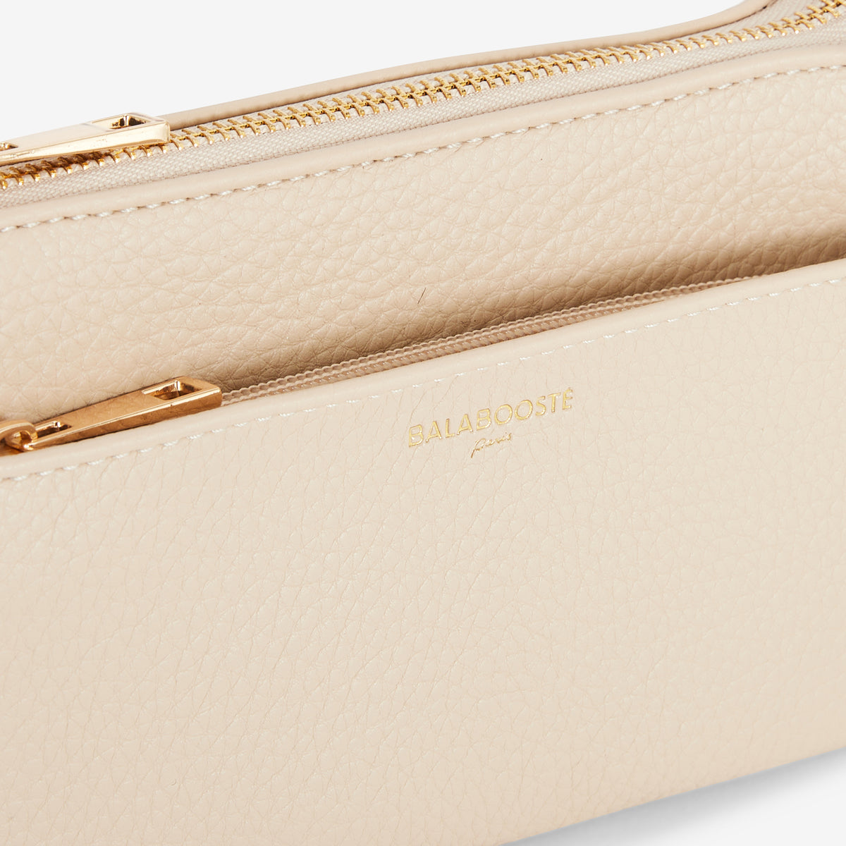 Pochette à bandoulière effet grainé beige