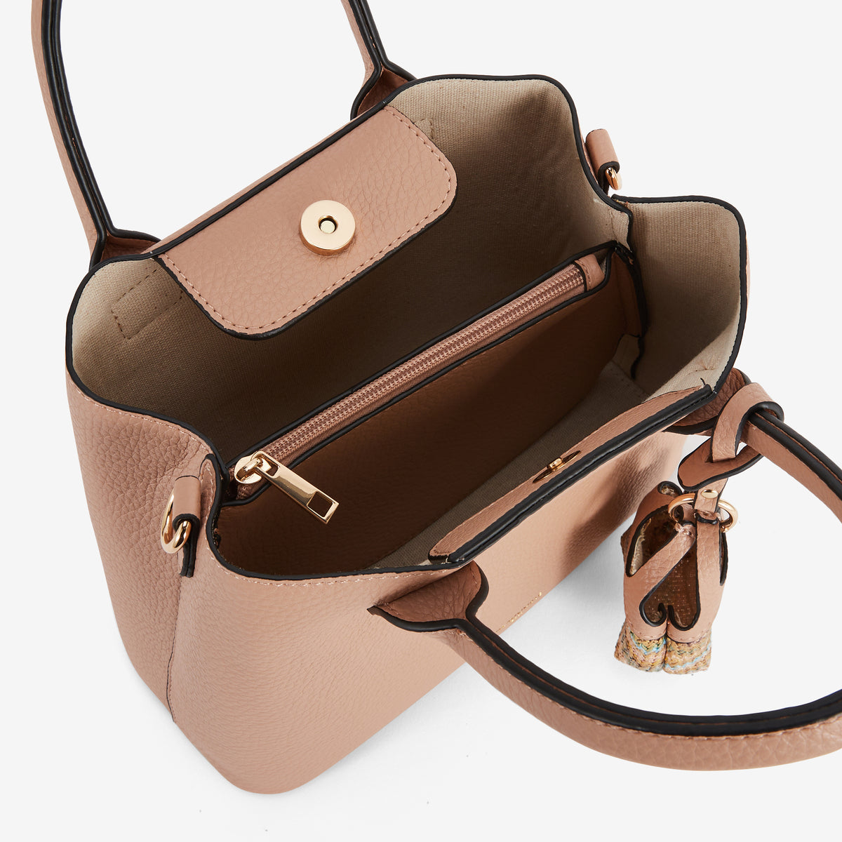 Sac à main grainé nude avec grigri mini sac