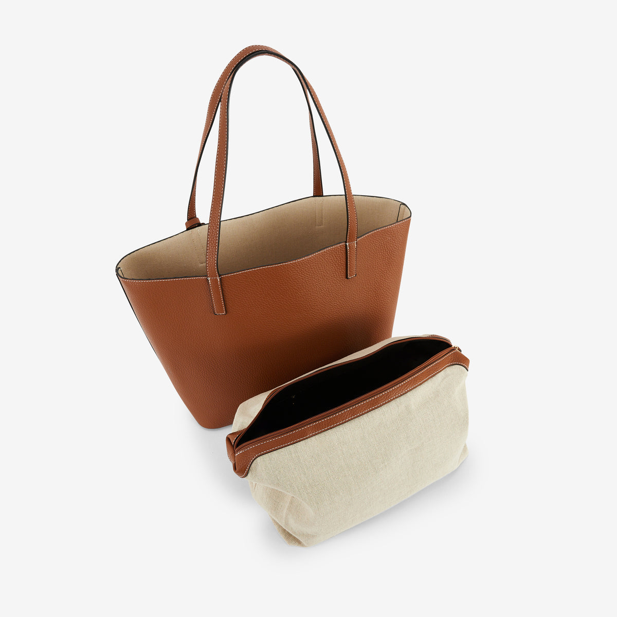 Cabas camel effet grainé