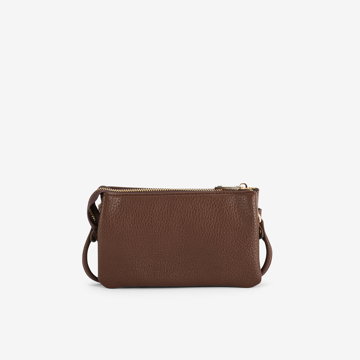Pochette à bandoulière effet grainé marron