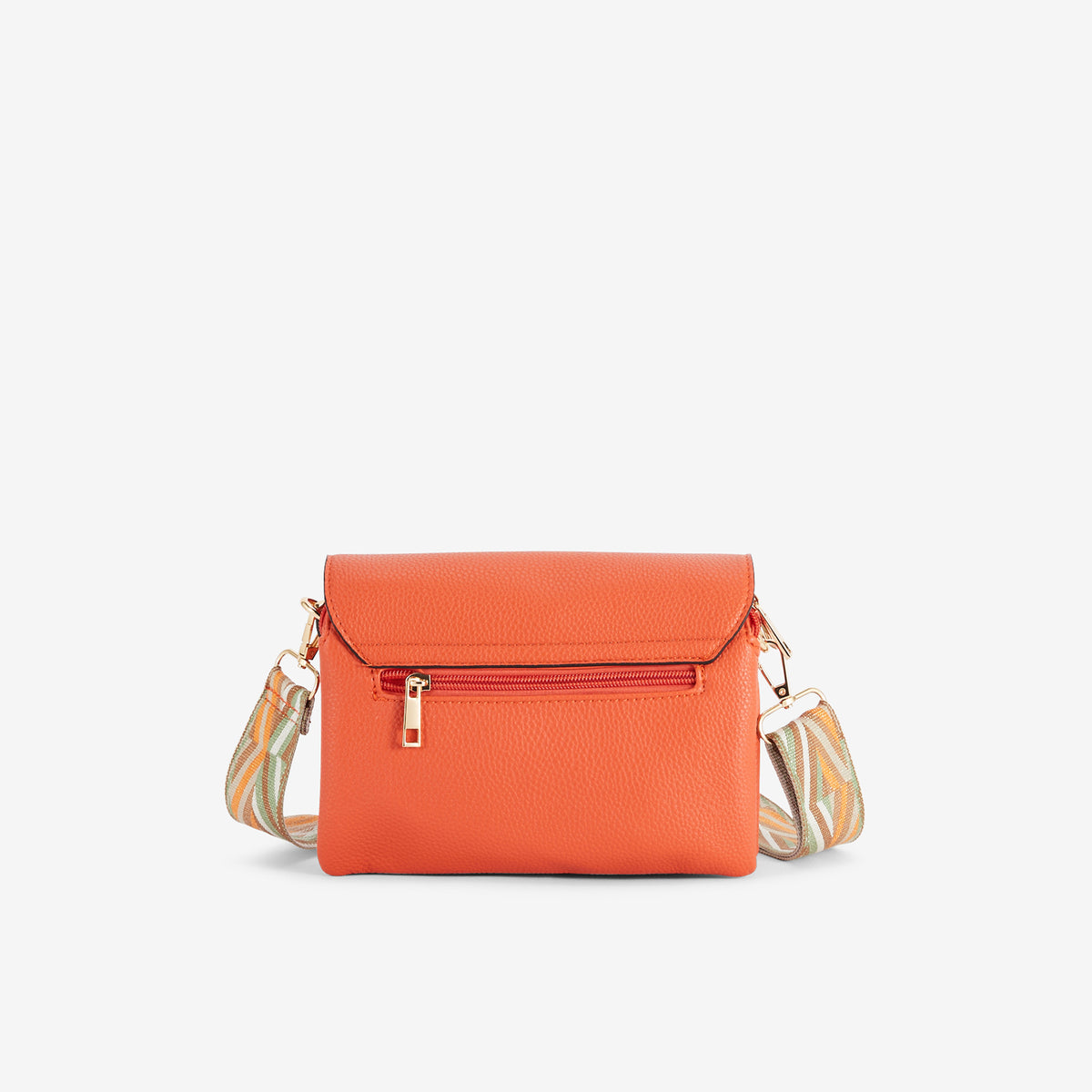 Petit sac orange avec bandoulière à motif géométrique
