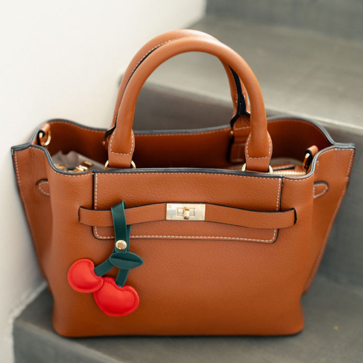 Sac porté main effet grainé camel