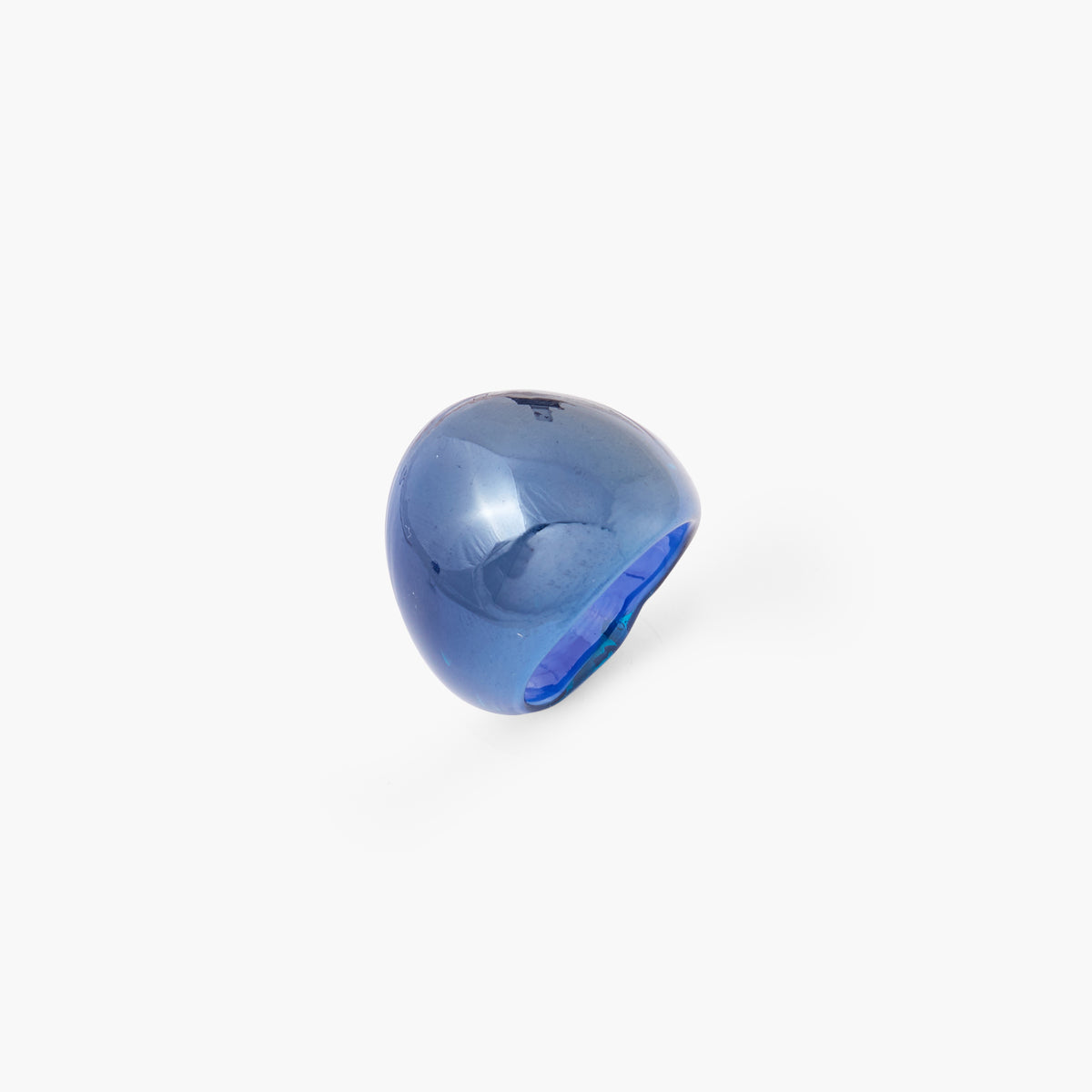 Grosse bague en verre bleu