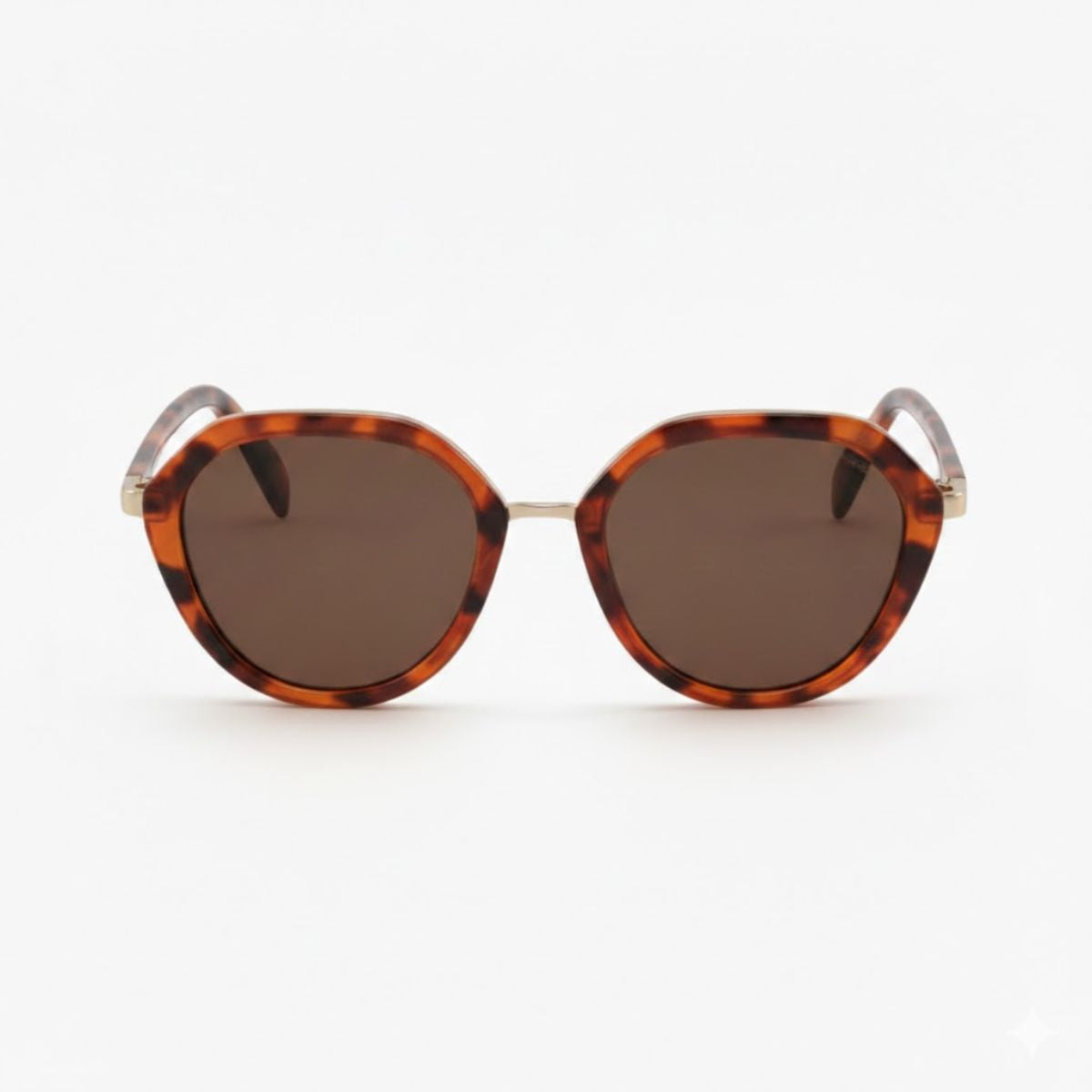 Lunettes de soleil écaille marron forme hexagonale