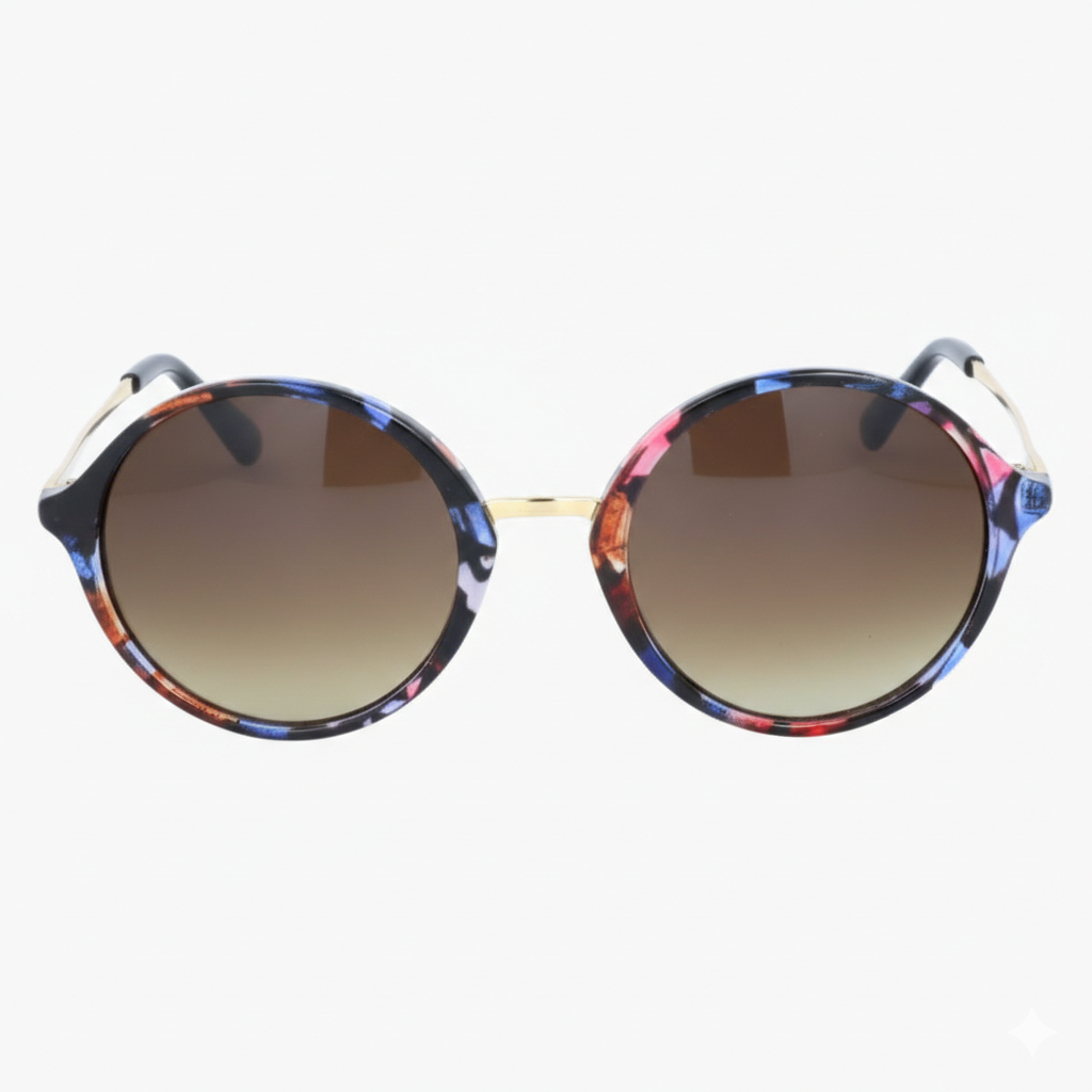 Lunettes de soleil multicolore forme ronde