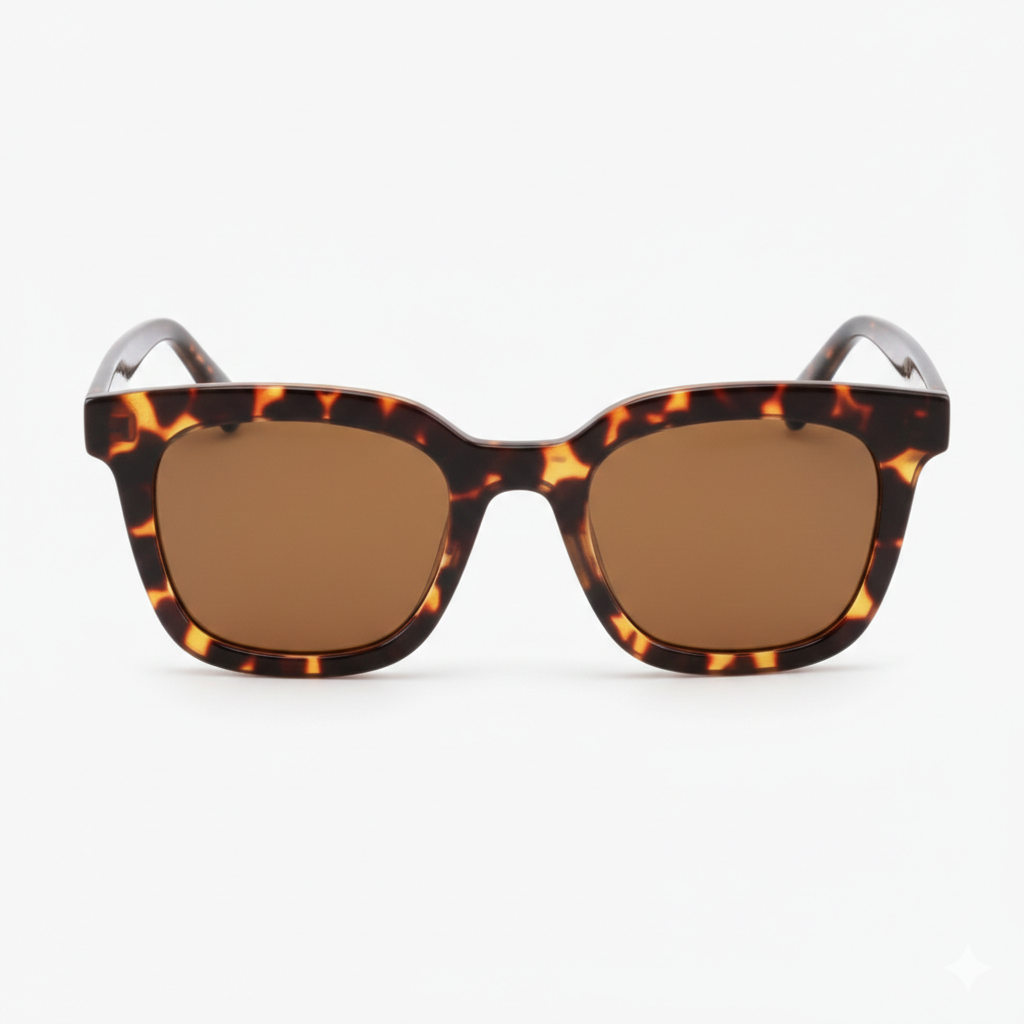 Lunettes de soleil écaille marron forme carrée