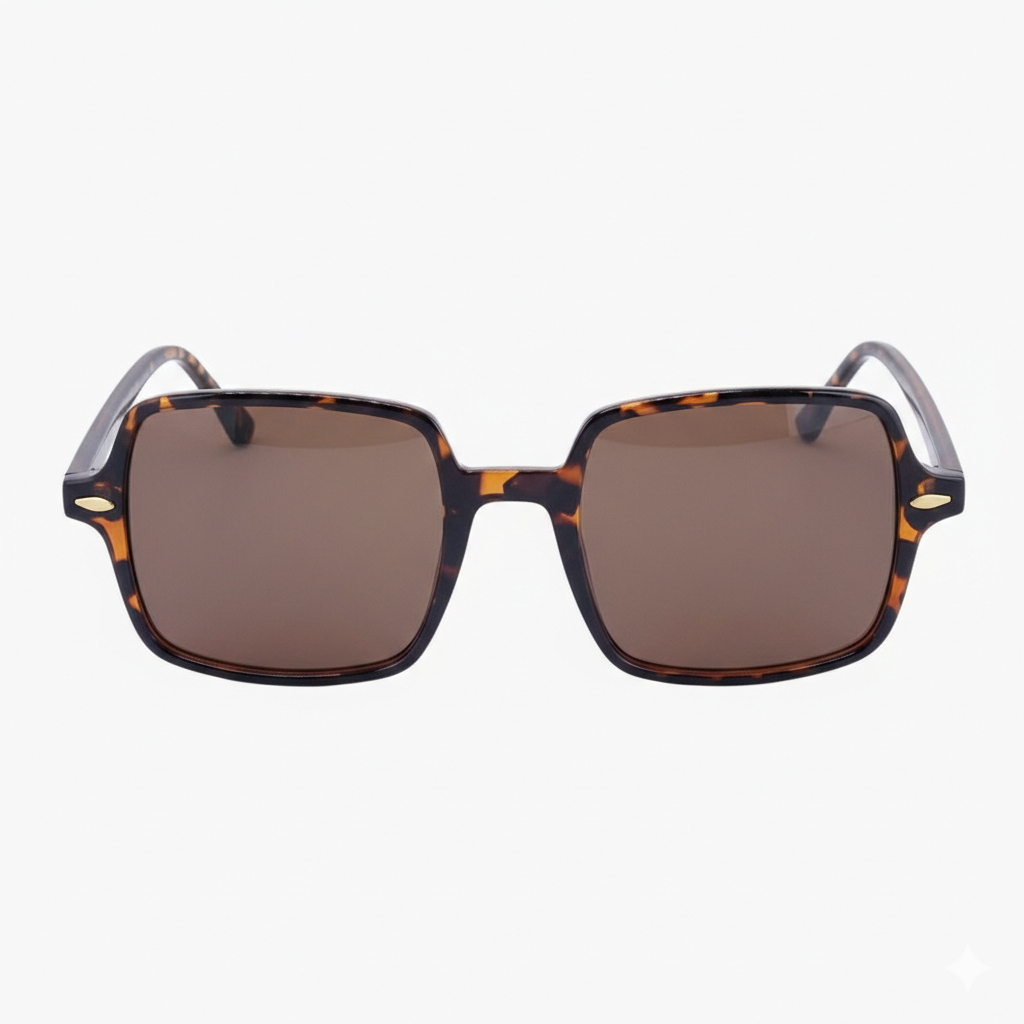 Lunettes de soleil écaille marron forme carrée