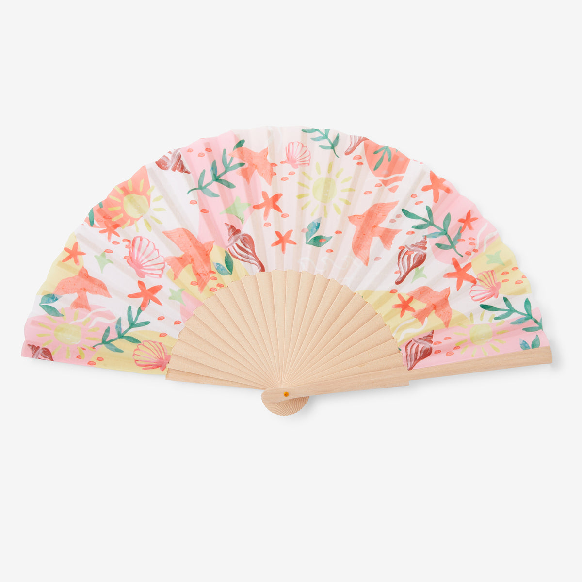 Éventail motif coquillage multicolore