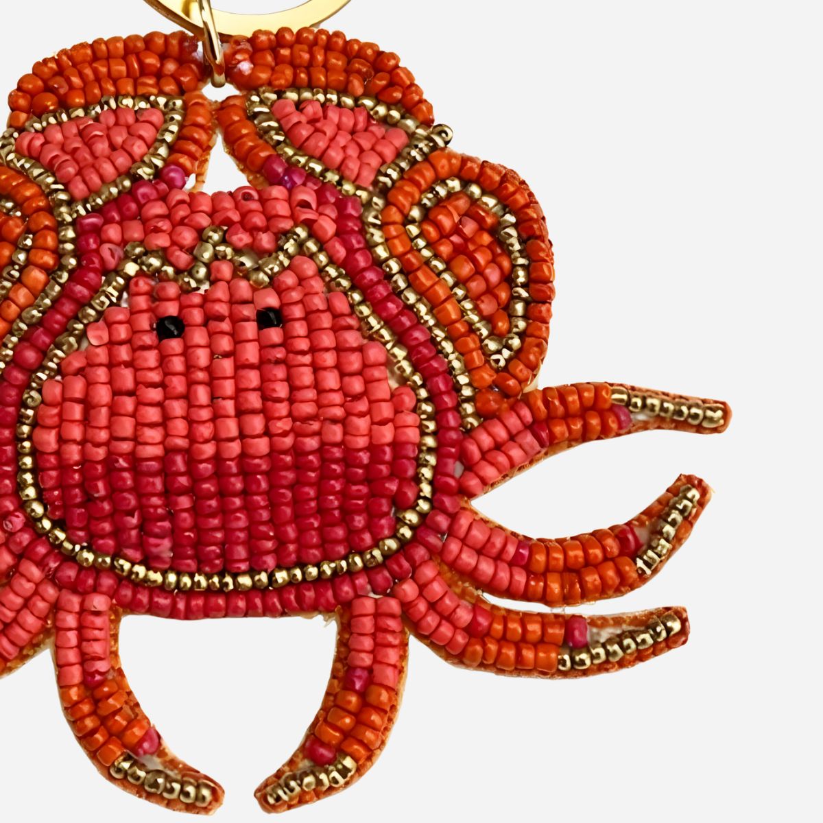Porte-clé crabe en perles de rocaille orange
