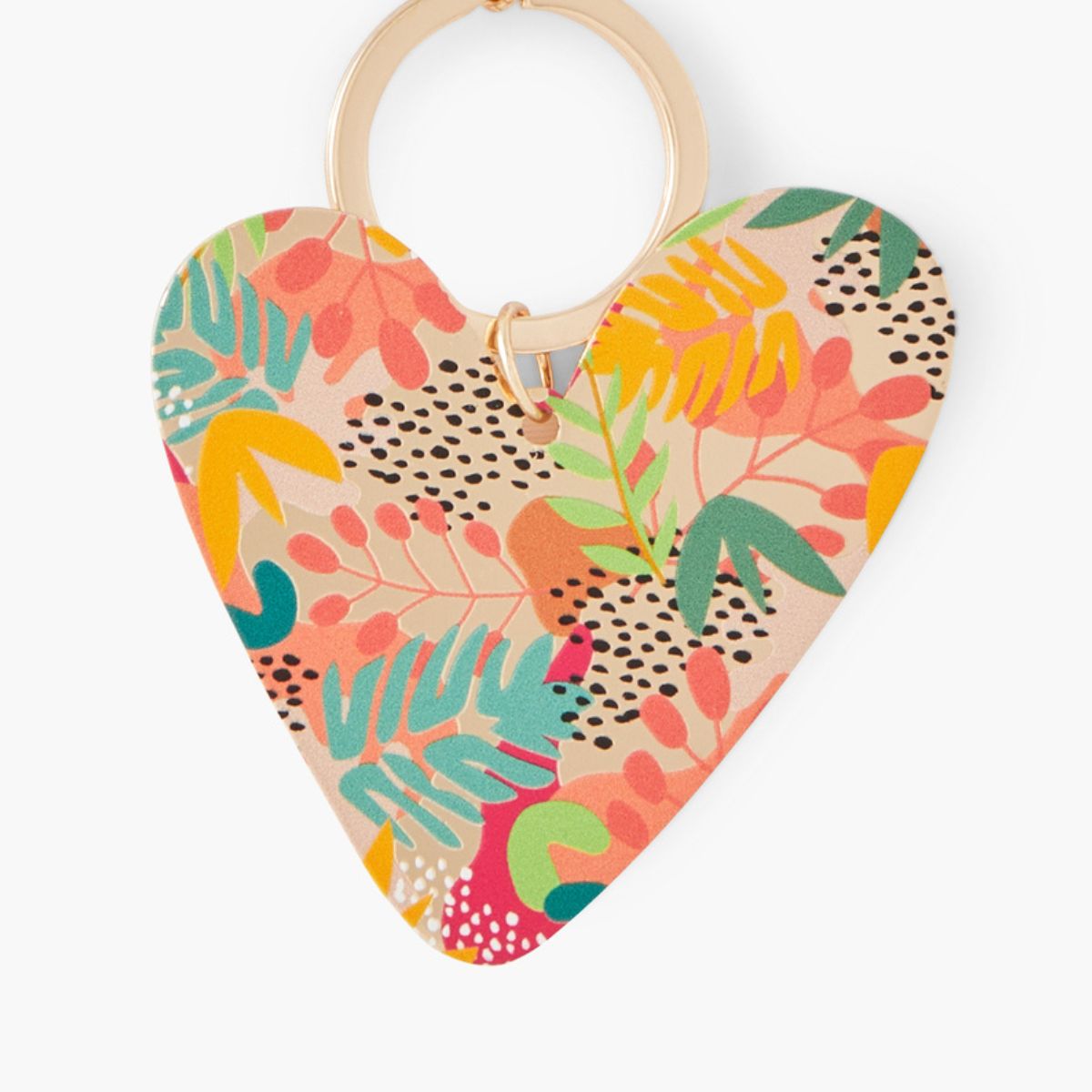 Porte-clés cœur Balagane imprimé feuilles